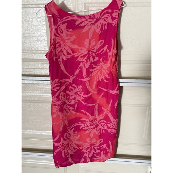 Hi Lites Pink Floral Rayon Sleeveless Shift Dress Women’s Size M Boho Beach - Picture 3 of 6